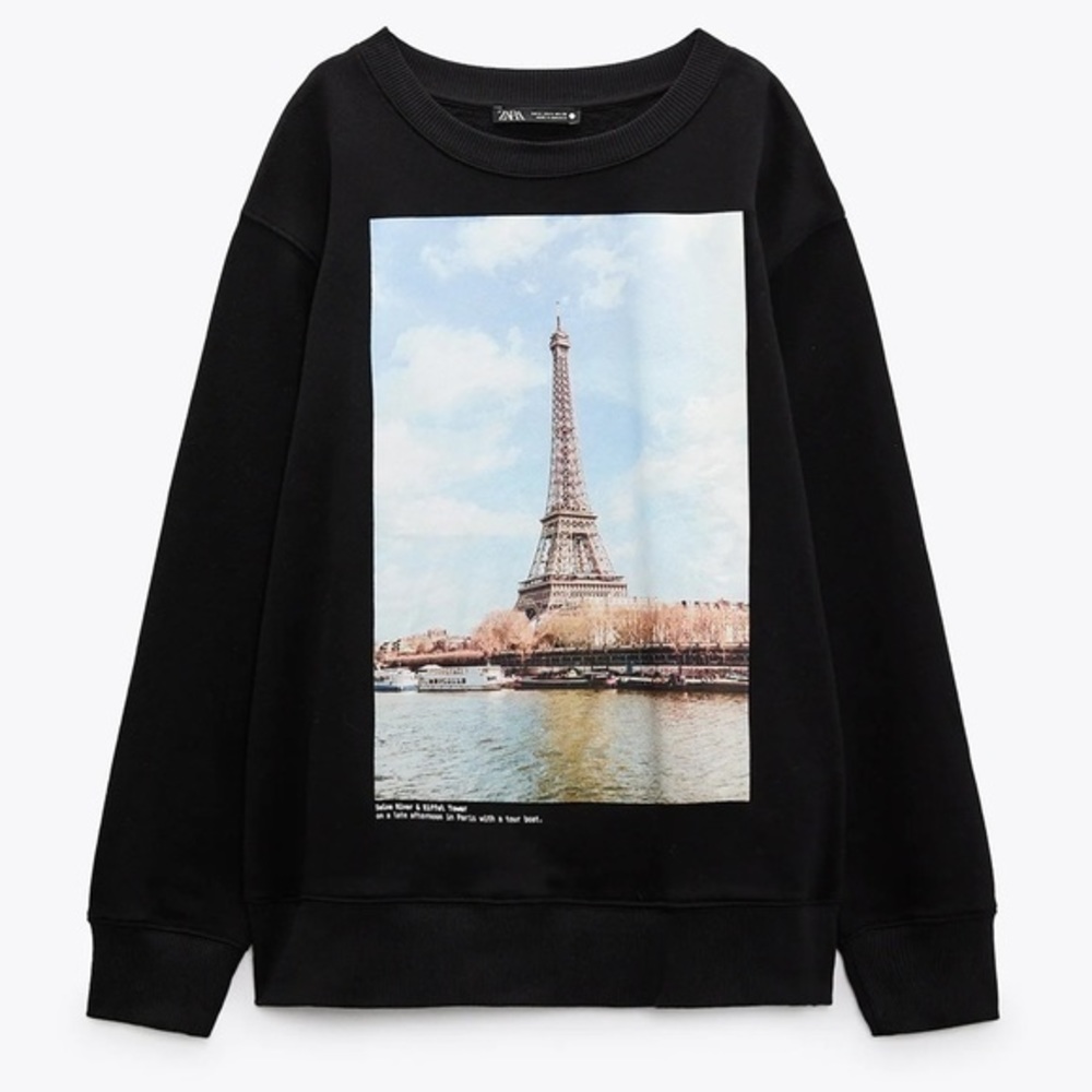 ZARA Paris Eiffel Tower Print Sweatshirt